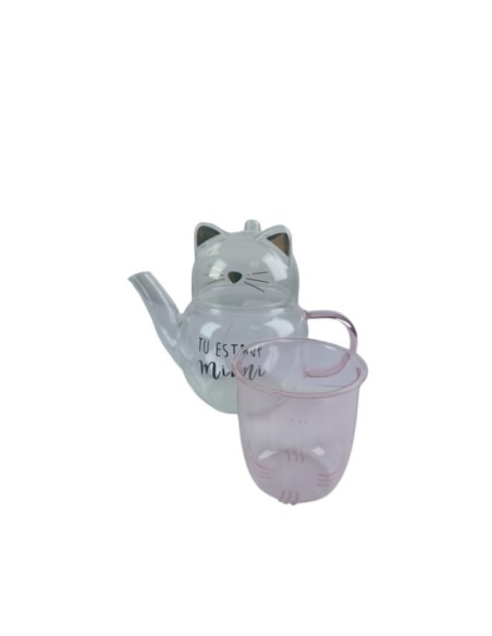 Tetera de Vidrio de Borosilicato Tipo Gato T-00037