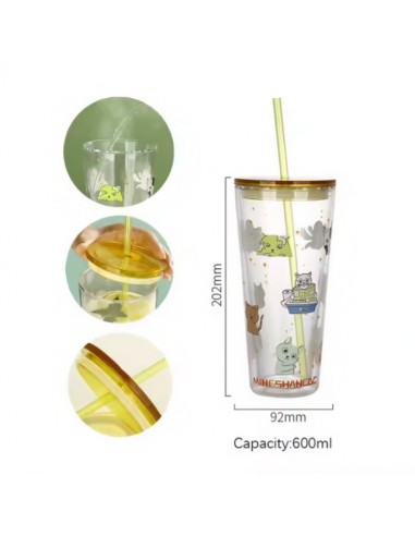 Vasos de Cristal con Tapa Ajustada Ballena en la Bombilla T-00039-2