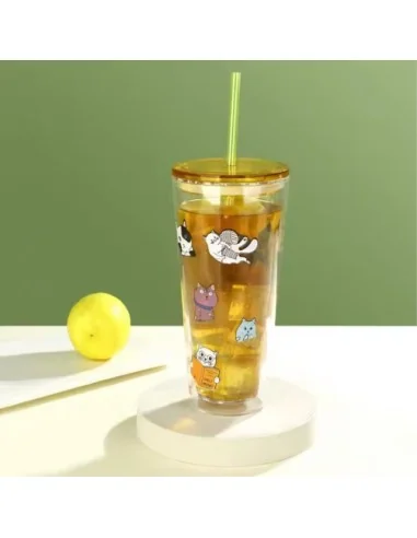 Vasos de Cristal con Tapa Ajustada Ballena en la Bombilla T-00039-2