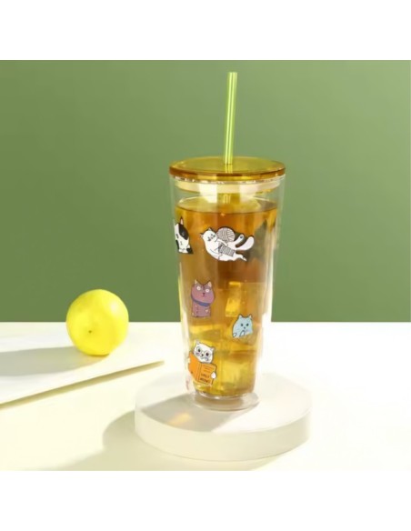 Vasos de Cristal con Tapa Ajustada Osito en la Bombilla T-00039-1