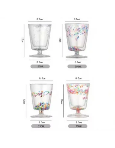 Copa de Vidrio de Doble Pared con Aislamiento y Purpurina 200 ml T-00044