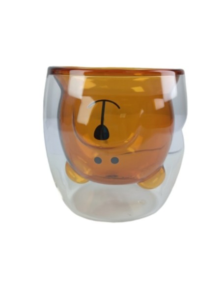 Vaso Transparente con Forma de Oso Naranja Doble Pared T-00032