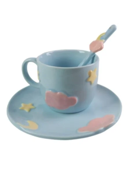 Taza de Cerámica con Diseño de Nubes Pintada a Mano T-00041
