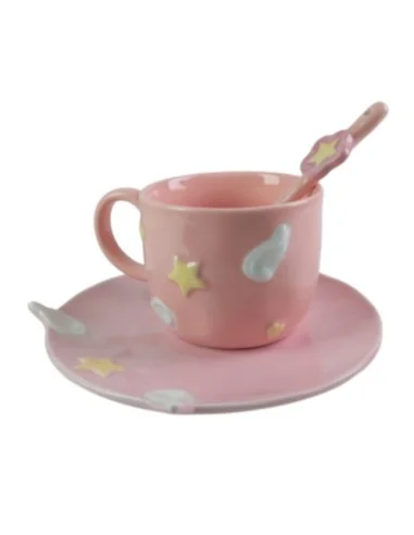 Taza de Café de Cerámica Rosa con Diseño de Sakura T-00041