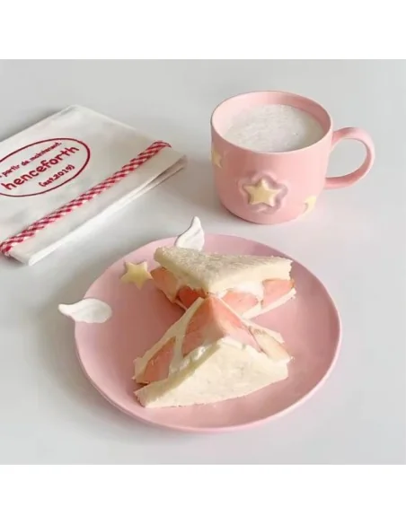 Taza de Café de Cerámica Rosa con Diseño de Sakura T-00041
